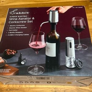 Rabbit Electric Wine Tool Set - 5-Piece Wine Accessory Collection Aerator Bottle